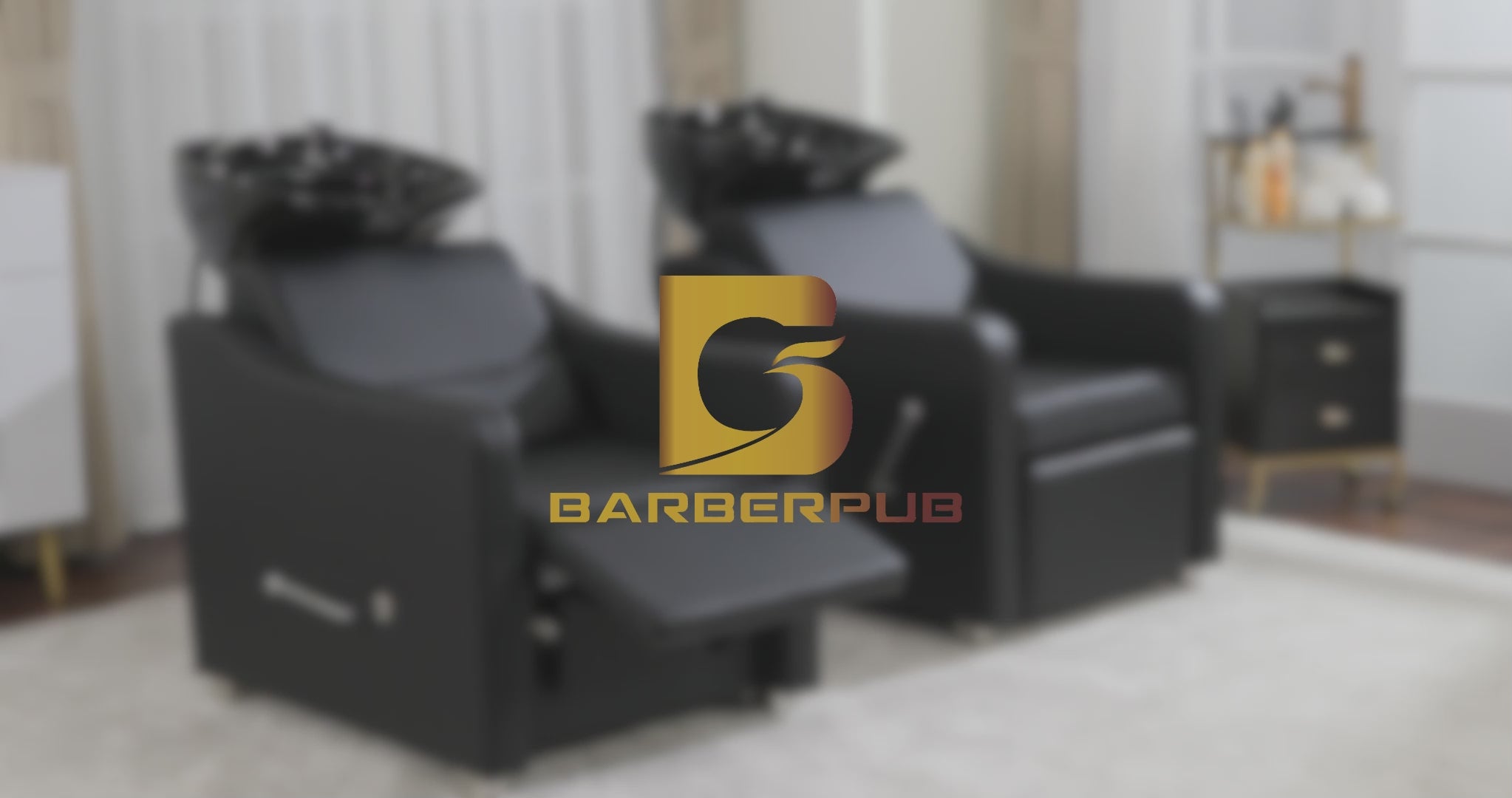 BarberPub Friseurstuhl mit Waschbecken, Klappbare Beinstütze, Friseurwaschbecken aus Keramik Verstellbar, Friseurwaschsessel für SPA Salon, Friseur Waschplatz 8675 (Schwarz/Kunstleder)