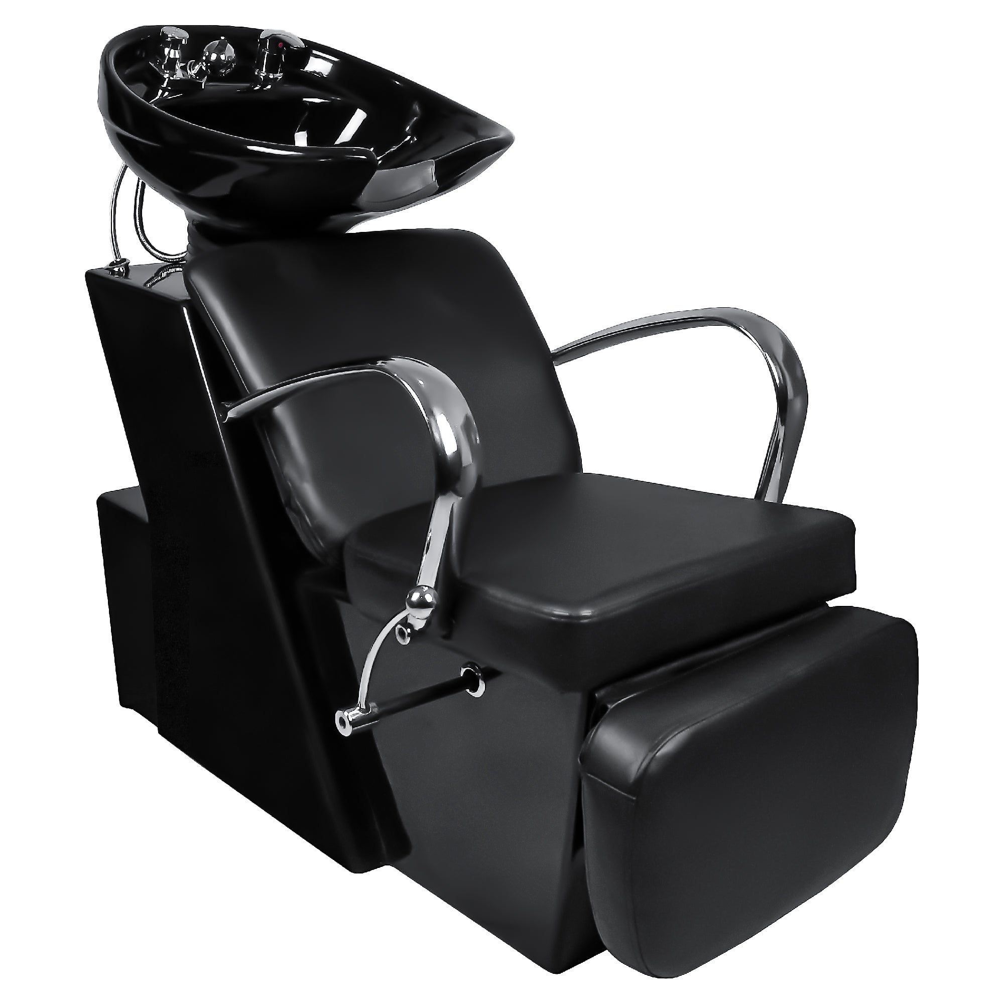 BarberPub Rückwärtswaschanlage Friseurwaschplatz Waschsessel Schwarz 0648BK