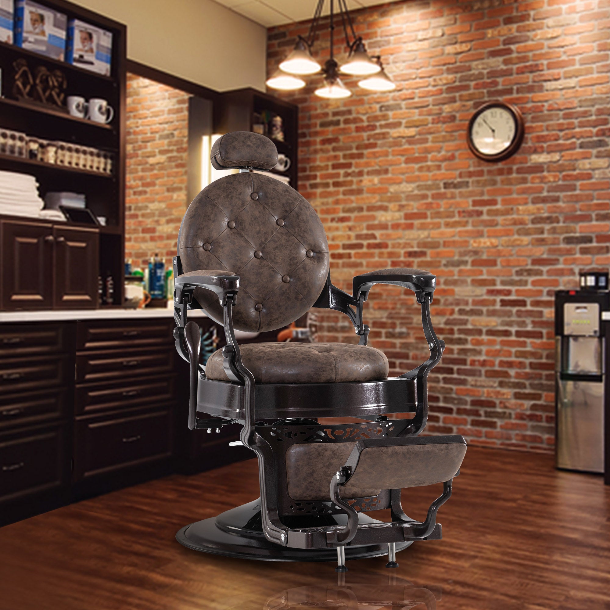 Barberpub hairdressing chair hairdresser chair with retro/vintage style brown 3849DR