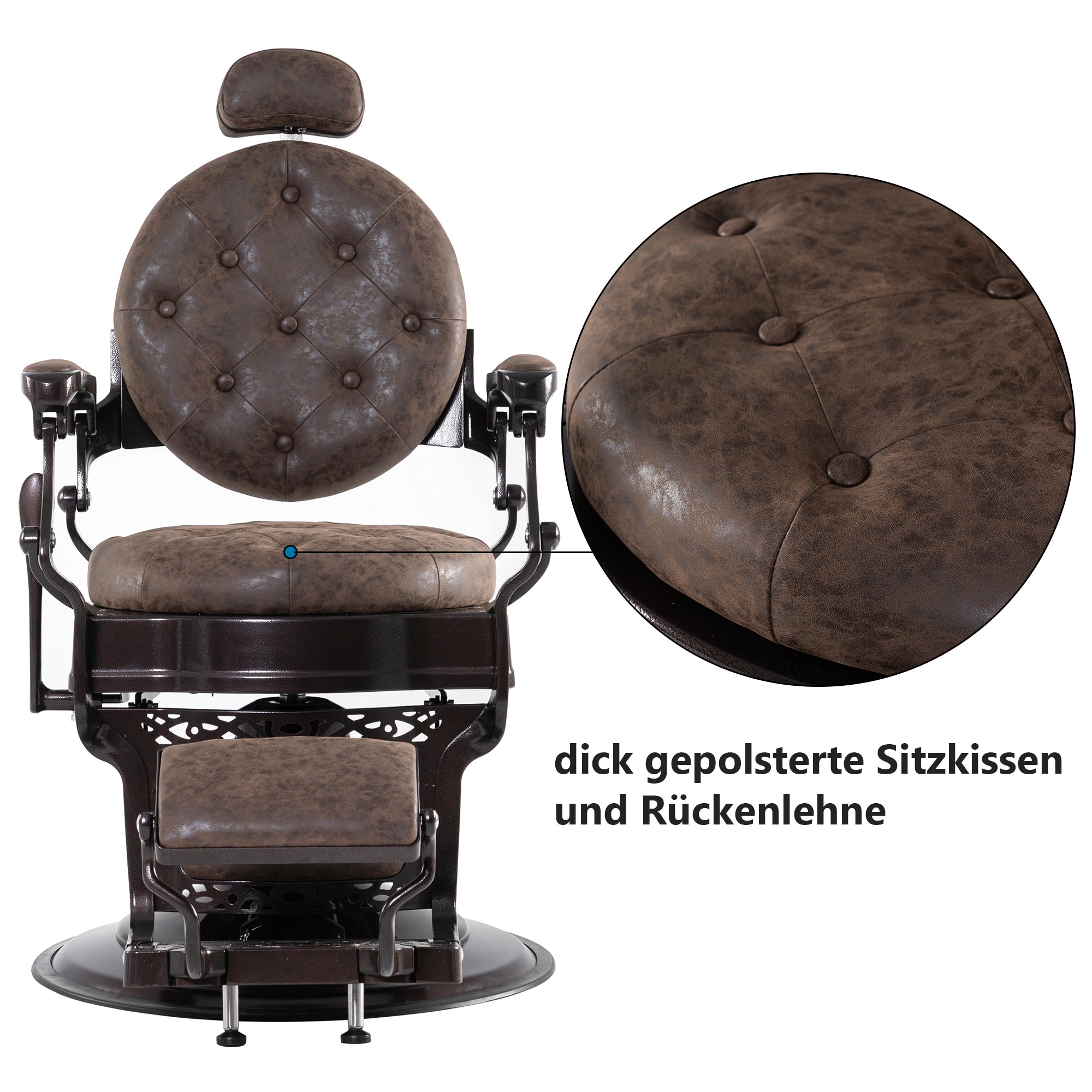 Barberpub Friseurstuhl Friseursessel mit Retro-/ Vintage Stil braun 3849DR