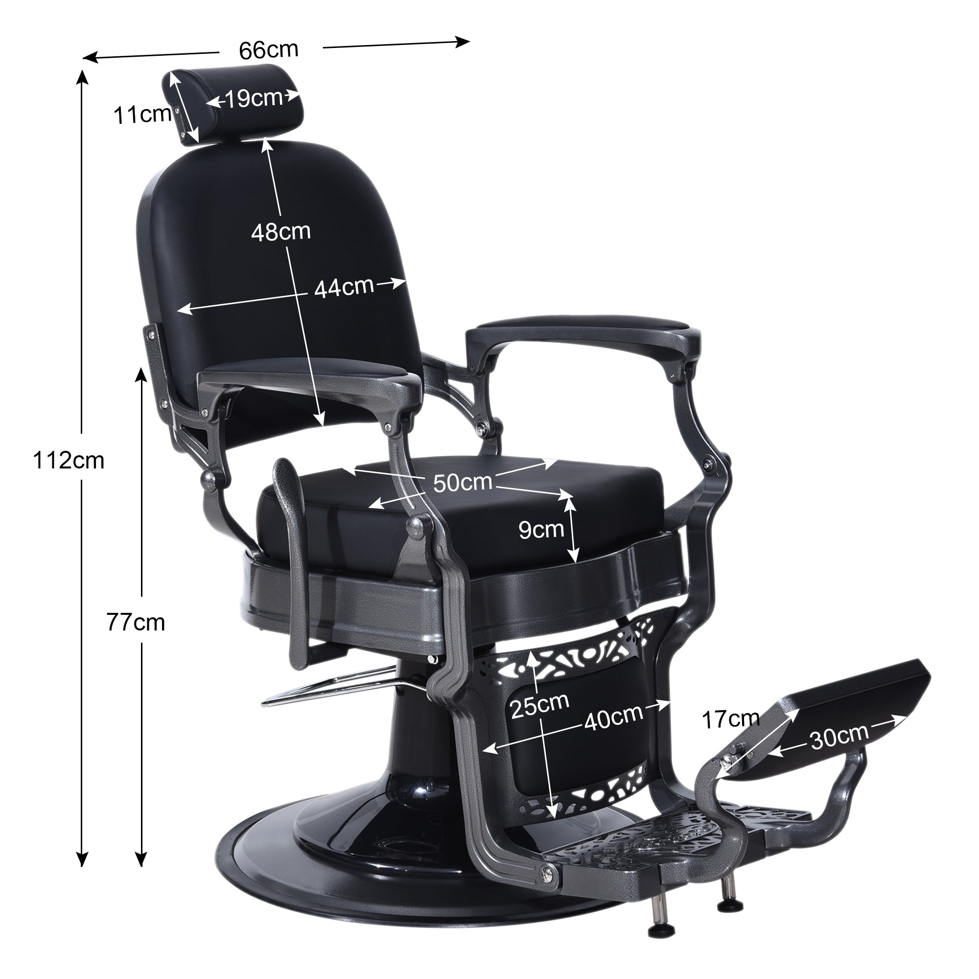 Barberpub hairdressing chair with retro/vintage style 3850BK