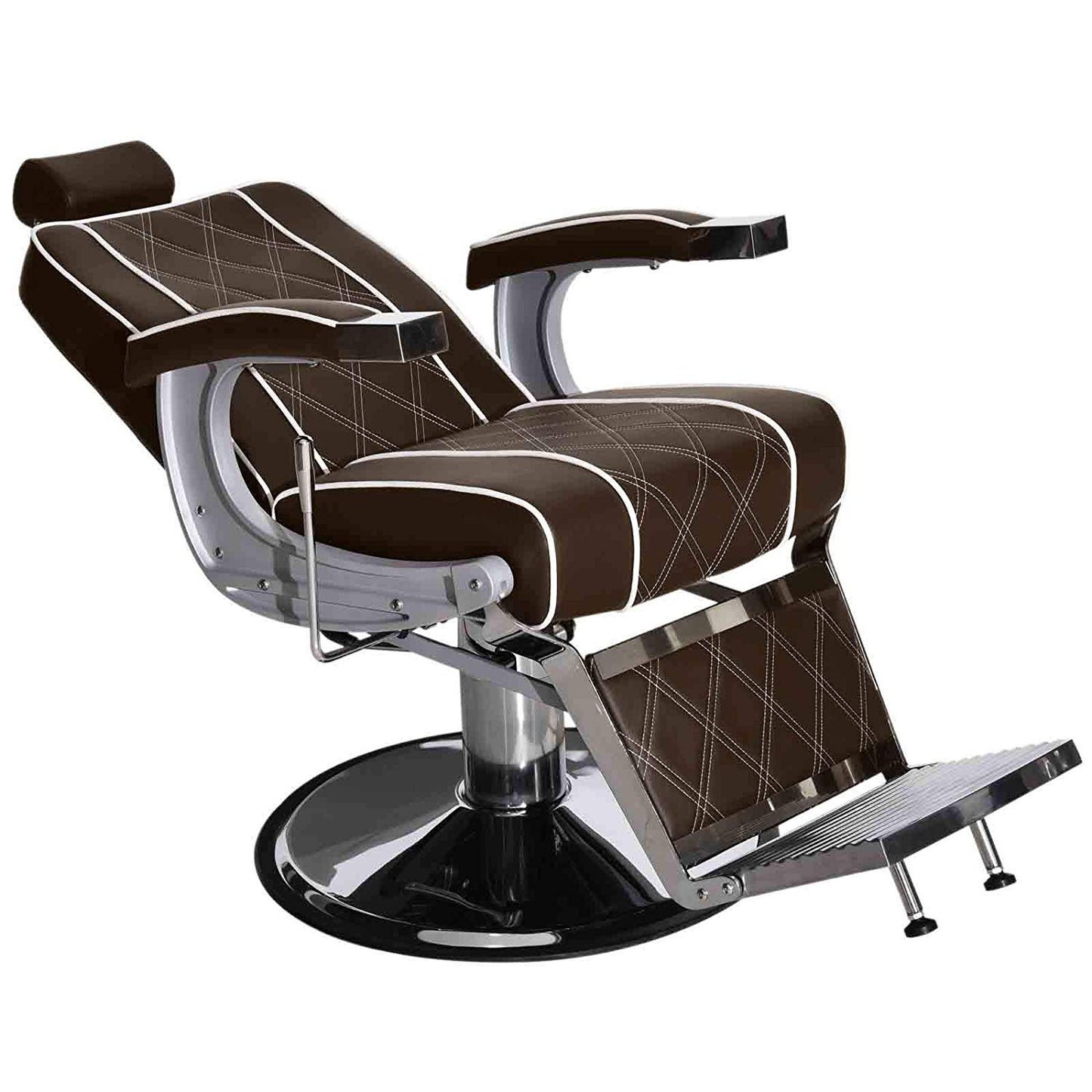 Barberpub hydraulischer Friseurstuhl 3810BR, Friseursessel mit Retro/ Vintage Stil, Bedienungsstuhl Friseureinrichtung Salon SPA 140° Kippbar, Kunstleder, 51 × 48 × 107 cm