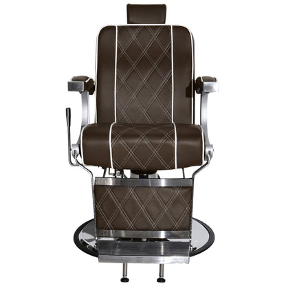 Barberpub hydraulischer Friseurstuhl 3810BR, Friseursessel mit Retro/ Vintage Stil, Bedienungsstuhl Friseureinrichtung Salon SPA 140° Kippbar, Kunstleder, 51 × 48 × 107 cm