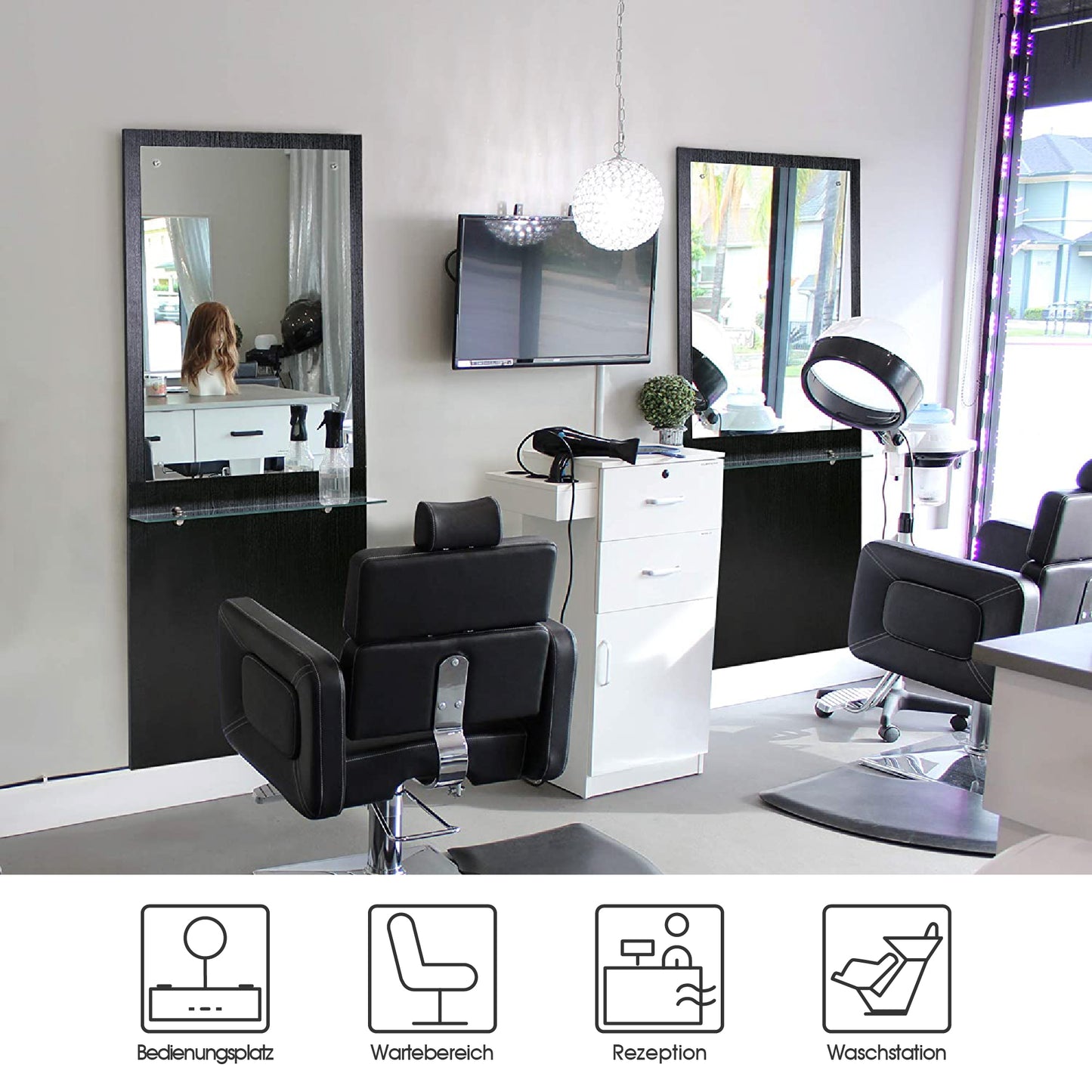 BarberPub wandmontierter Spiegeltisch Bedienungsplatz Friseur Salon SPA  3017BK
