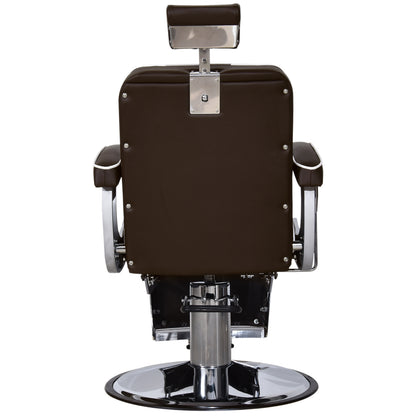 Barberpub hydraulischer Friseurstuhl 3810BR, Friseursessel mit Retro/ Vintage Stil, Bedienungsstuhl Friseureinrichtung Salon SPA 140° Kippbar, Kunstleder, 51 × 48 × 107 cm