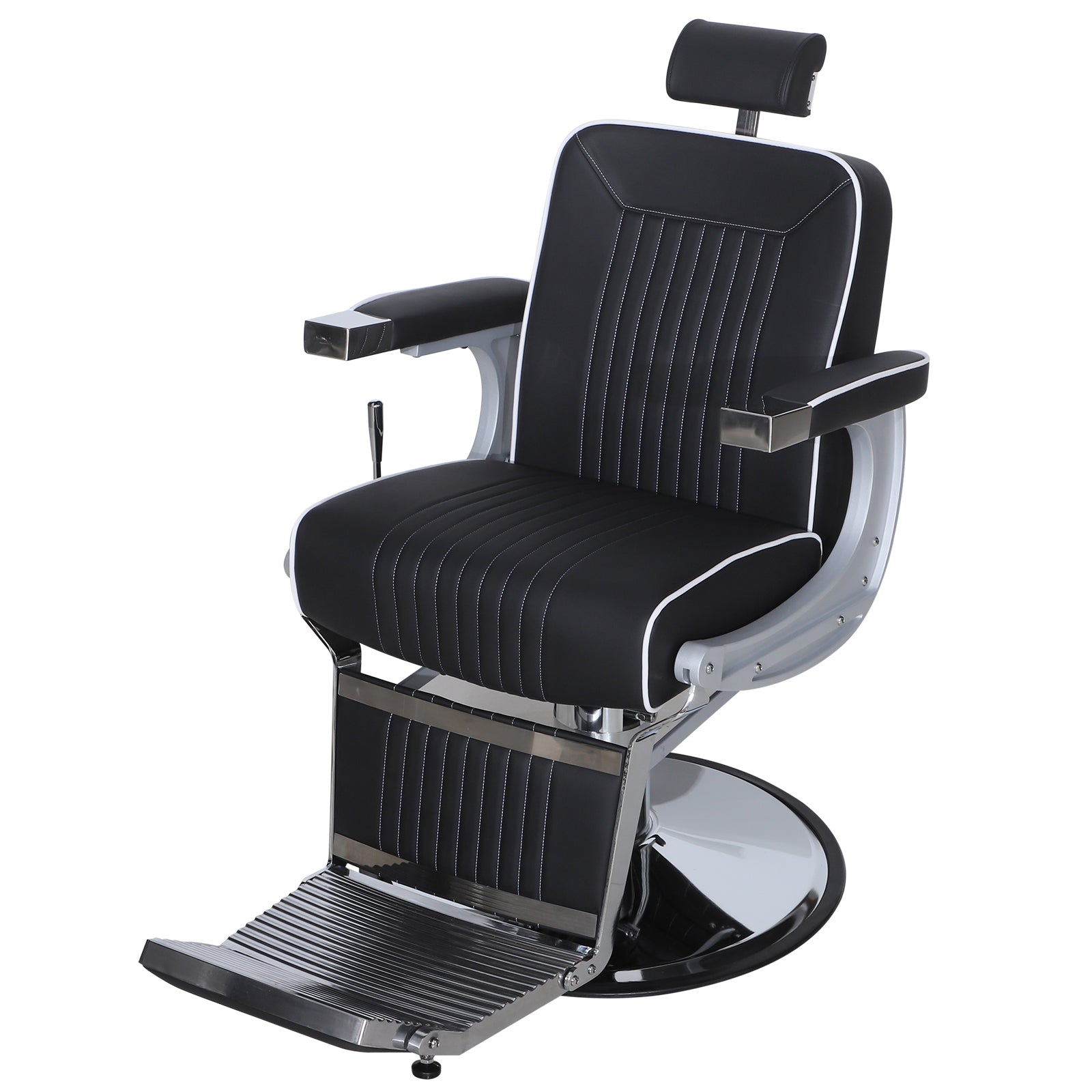 Barberpub Friseurstuhl Friseureinrichtung Friseursessel Bedienungsstuhl 3822, Salon SPA PVC-Kunstleder 140° Kippbar, höhenverstellbar