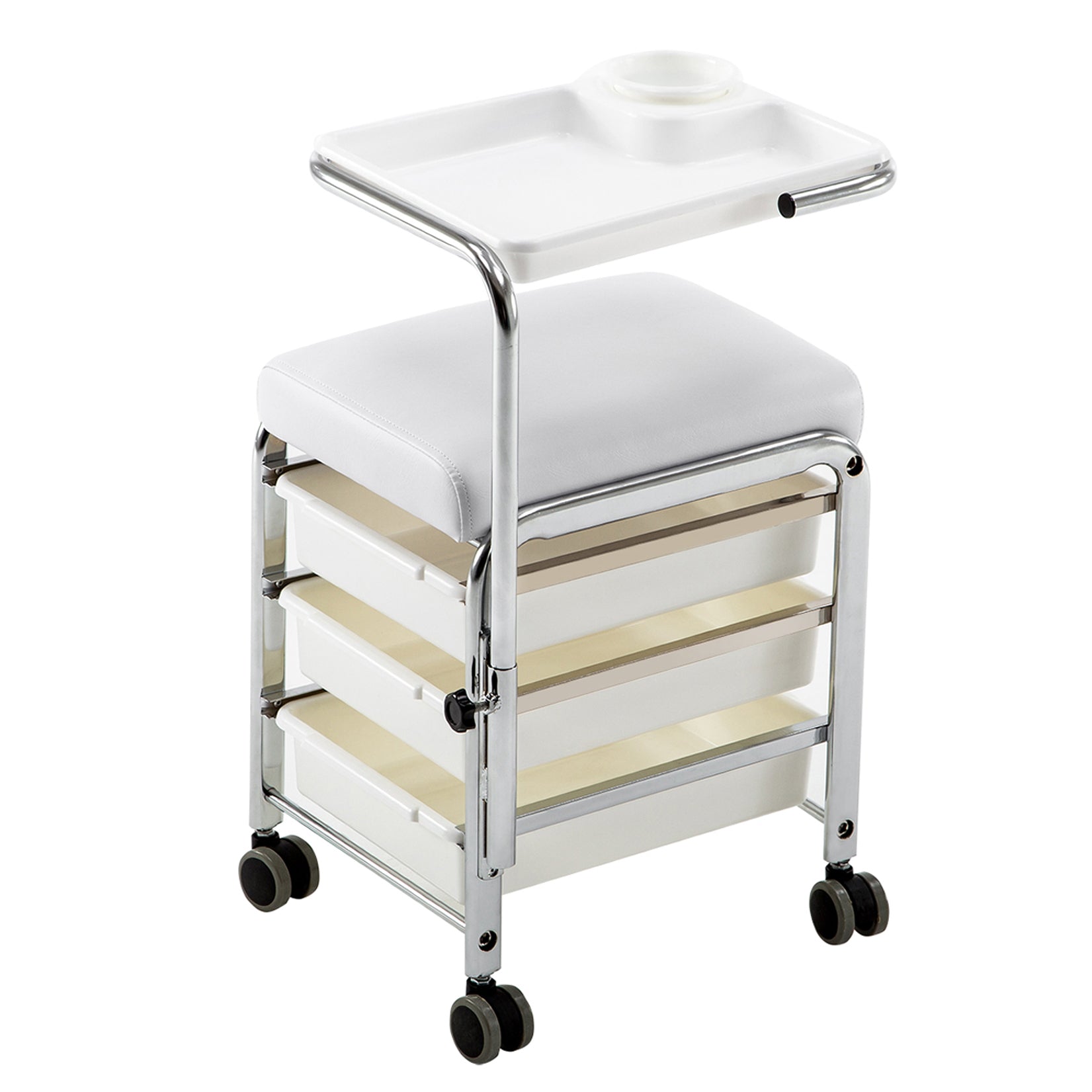Barberpub Fußpflegehocker Pedikürhocker Rollhocker Maniküre Nagel Kosmetikstuhl 5005BK/W