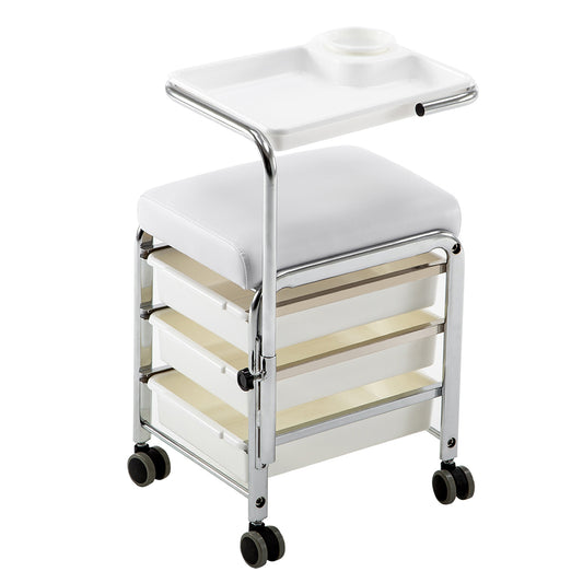 Barberpub Fußpflegehocker Pedikürhocker Rollhocker Maniküre Nagel Kosmetikstuhl 5005BK/W