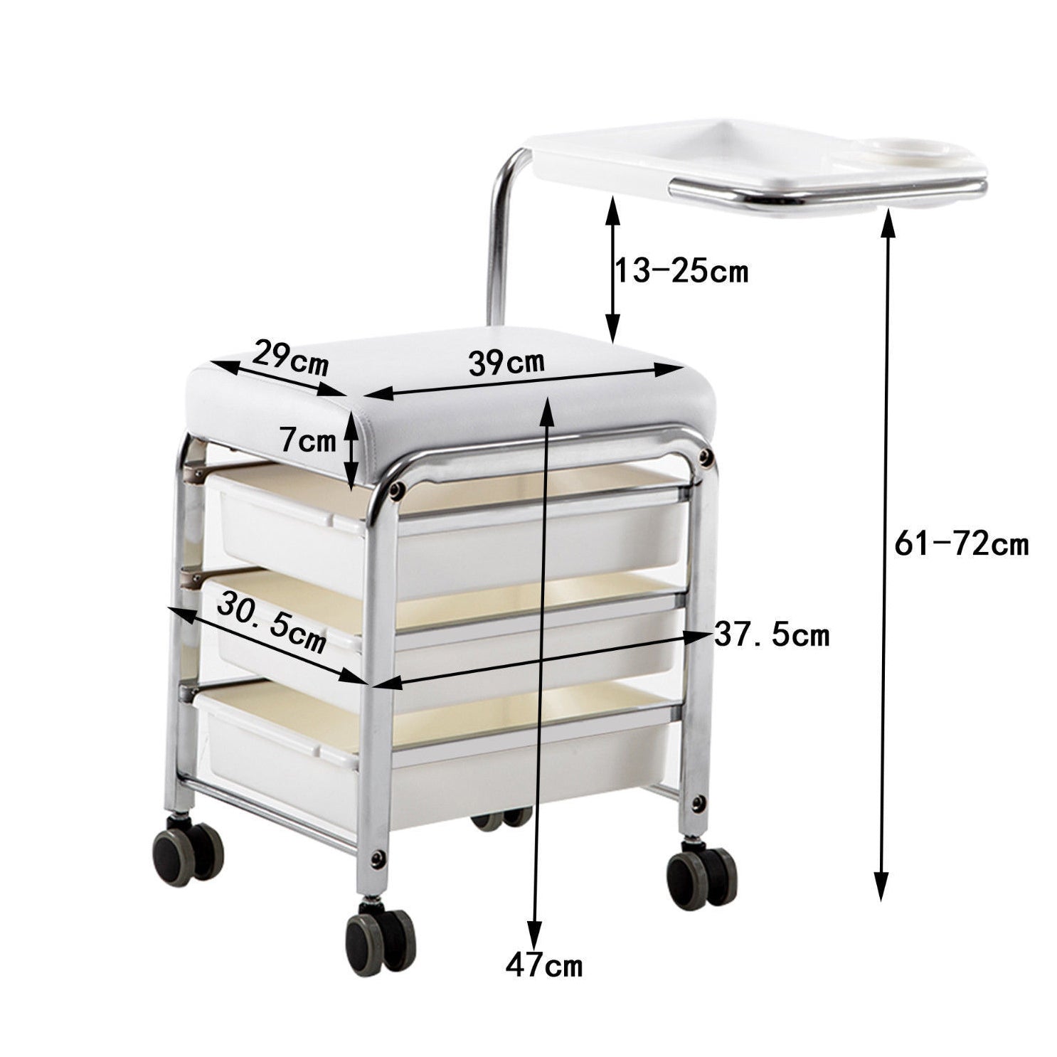 Barberpub Fußpflegehocker Pedikürhocker Rollhocker Maniküre Nagel Kosmetikstuhl 5005BK/W