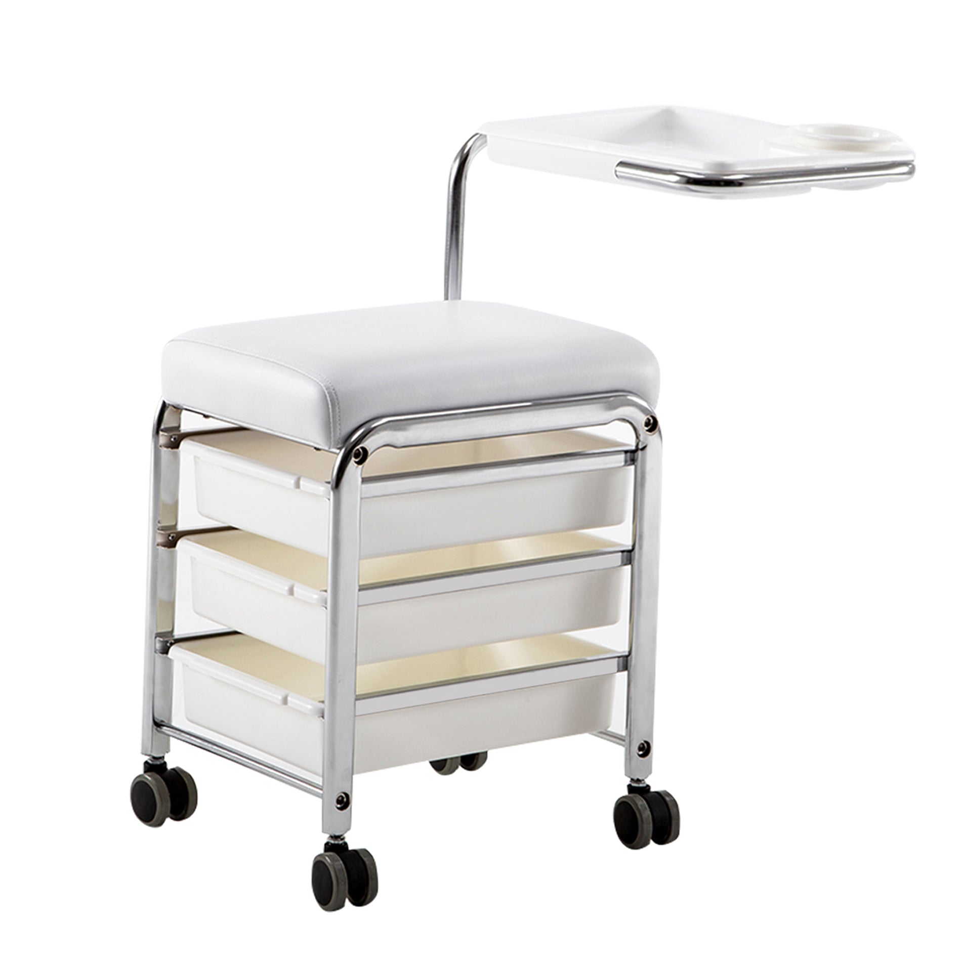 Barberpub Fußpflegehocker Pedikürhocker Rollhocker Maniküre Nagel Kosmetikstuhl 5005BK/W