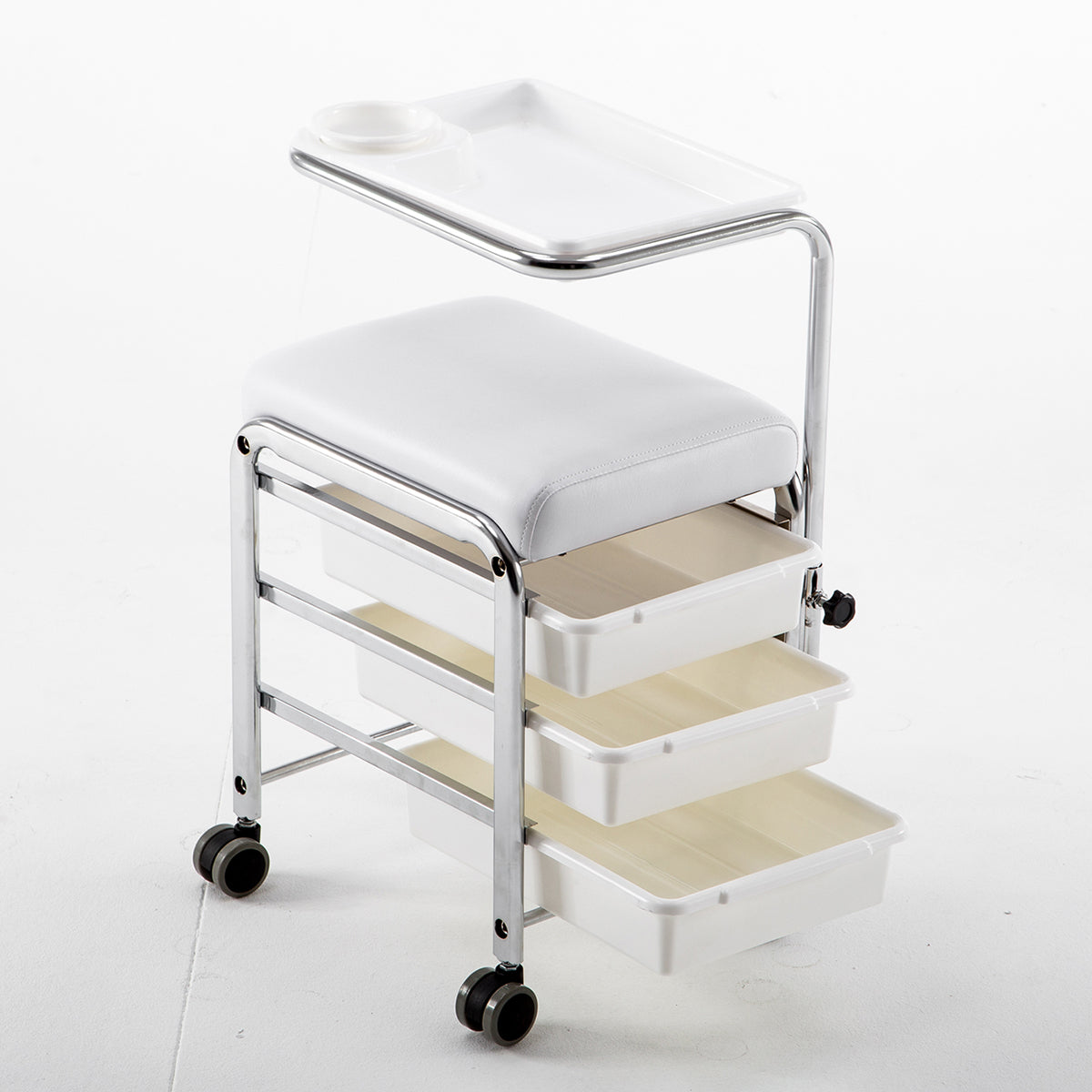 Barberpub Fußpflegehocker Pedikürhocker Rollhocker Maniküre Nagel Kosmetikstuhl 5005BK/W