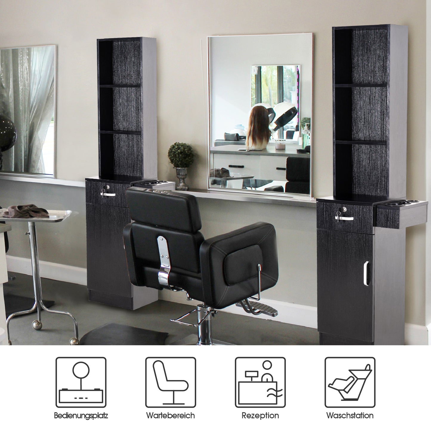 BarberPub multifunktionale wandmontiert Schrankkombination Friseur Salon SPA 5206BK