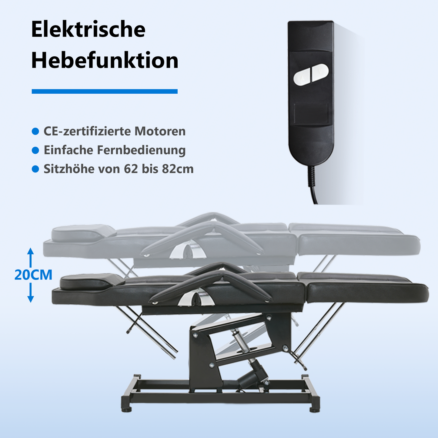 Barberpub Elektrische Tattoo Liege Massageliege, Kosmetikliege Set, Therapieliege Schönheitsausrüstung klappbar & höhenverstellbar, 0100 (Schwarz / Weiß)
