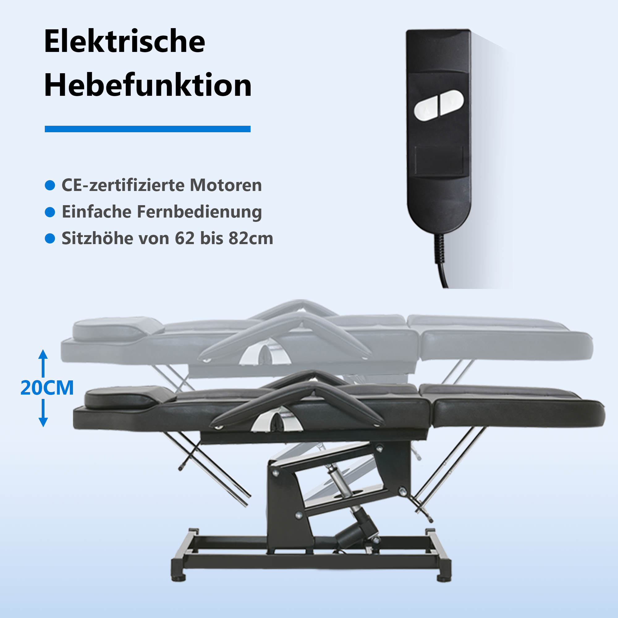 Barberpub Elektrische Tattoo Liege Massageliege, Kosmetikliege Set, Therapieliege Schönheitsausrüstung klappbar & höhenverstellbar, 0100 (Schwarz / Weiß)
