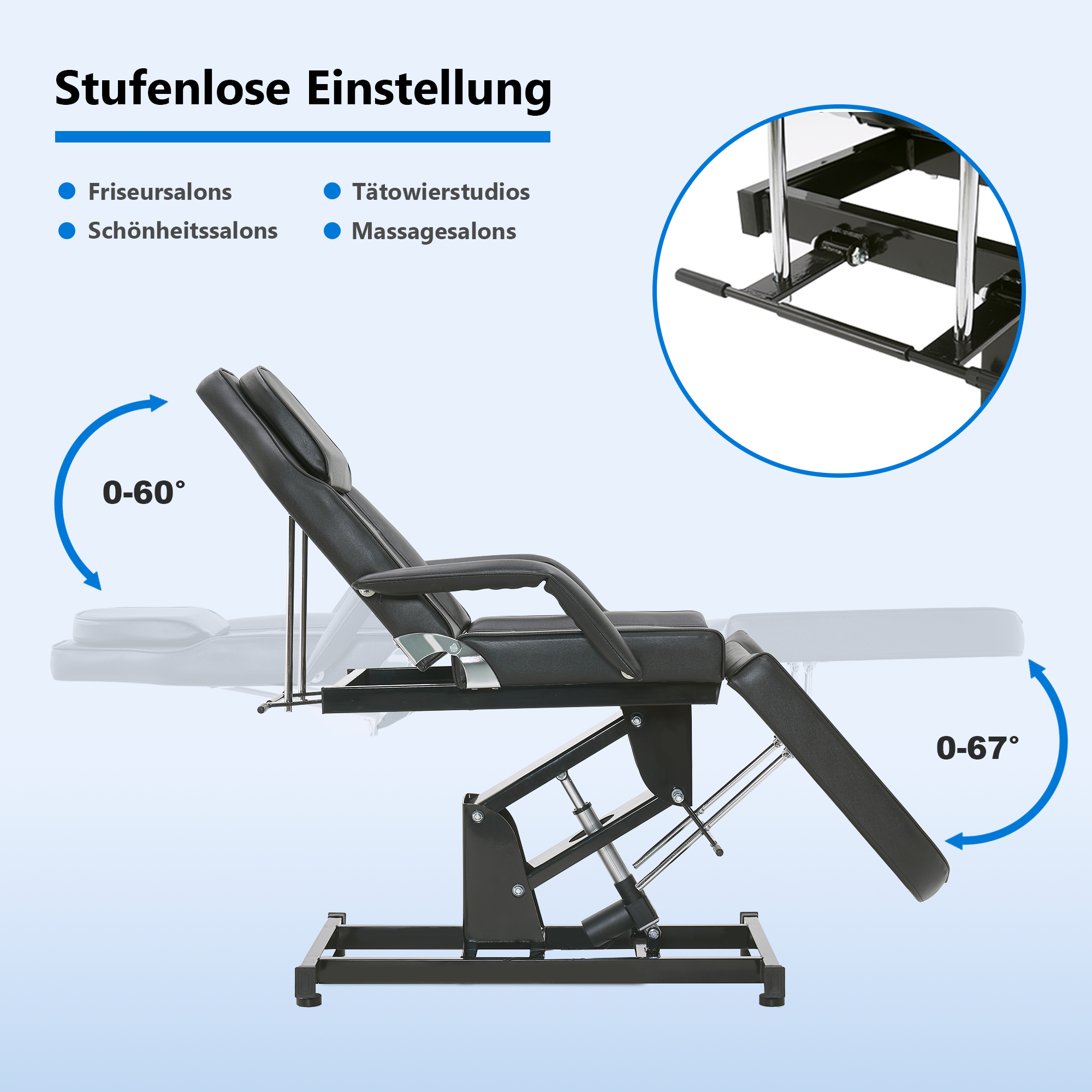 Barberpub Elektrische Tattoo Liege Massageliege, Kosmetikliege Set, Therapieliege Schönheitsausrüstung klappbar & höhenverstellbar, 0100 (Schwarz / Weiß)