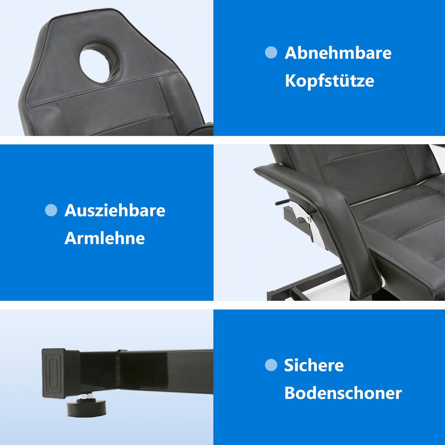 Barberpub Elektrische Tattoo Liege Massageliege, Kosmetikliege Set, Therapieliege Schönheitsausrüstung klappbar & höhenverstellbar, 0100 (Schwarz / Weiß)