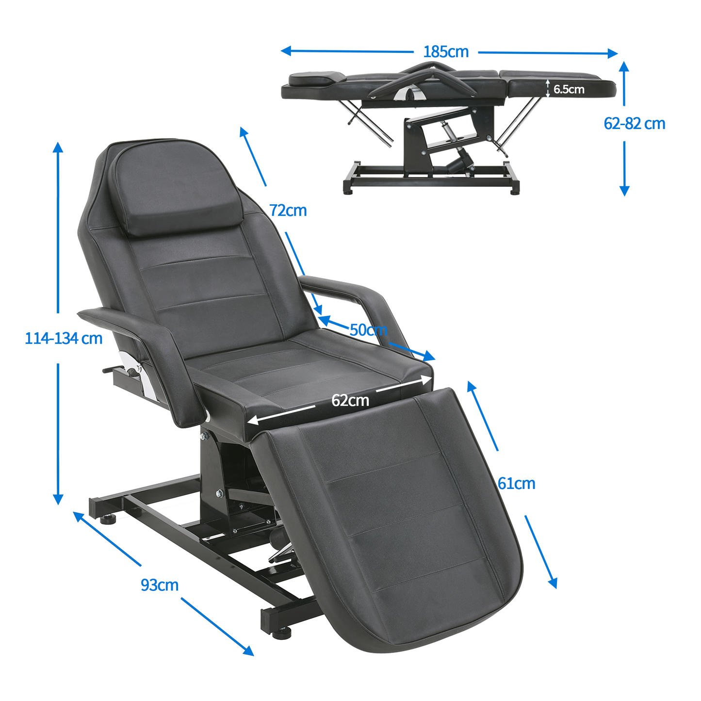 Barberpub Elektrische Tattoo Liege Massageliege, Kosmetikliege Set, Therapieliege Schönheitsausrüstung klappbar & höhenverstellbar, 0100 (Schwarz / Weiß)
