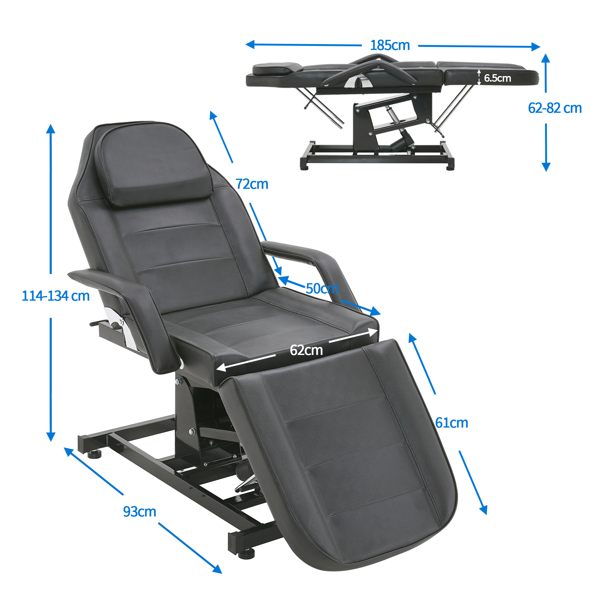 Barberpub Elektrische Tattoo Liege Massageliege, Kosmetikliege Set, Therapieliege Schönheitsausrüstung klappbar & höhenverstellbar, 0100 (Schwarz / Weiß)