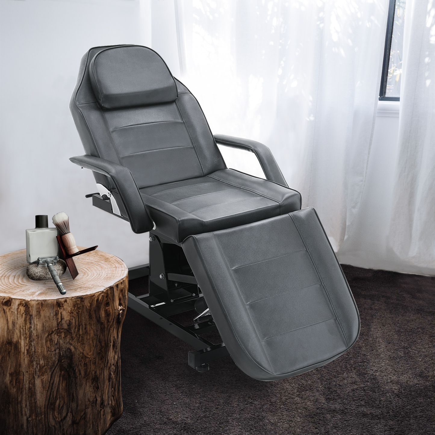 Barberpub Elektrische Tattoo Liege Massageliege, Kosmetikliege Set, Therapieliege Schönheitsausrüstung klappbar & höhenverstellbar, 0100 (Schwarz / Weiß)
