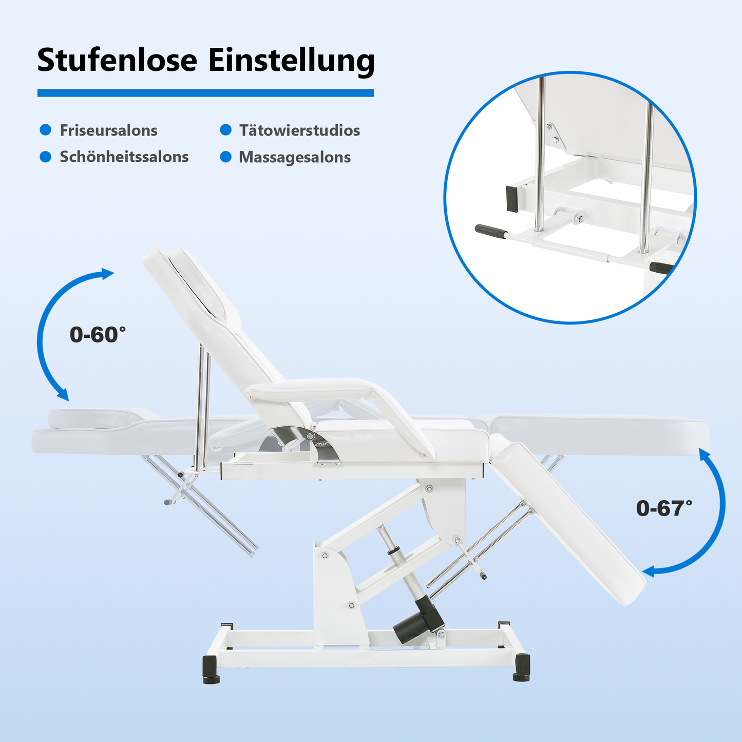 Barberpub Elektrische Tattoo Liege Massageliege, Kosmetikliege Set, Therapieliege Schönheitsausrüstung klappbar & höhenverstellbar, 0100 (Schwarz / Weiß)