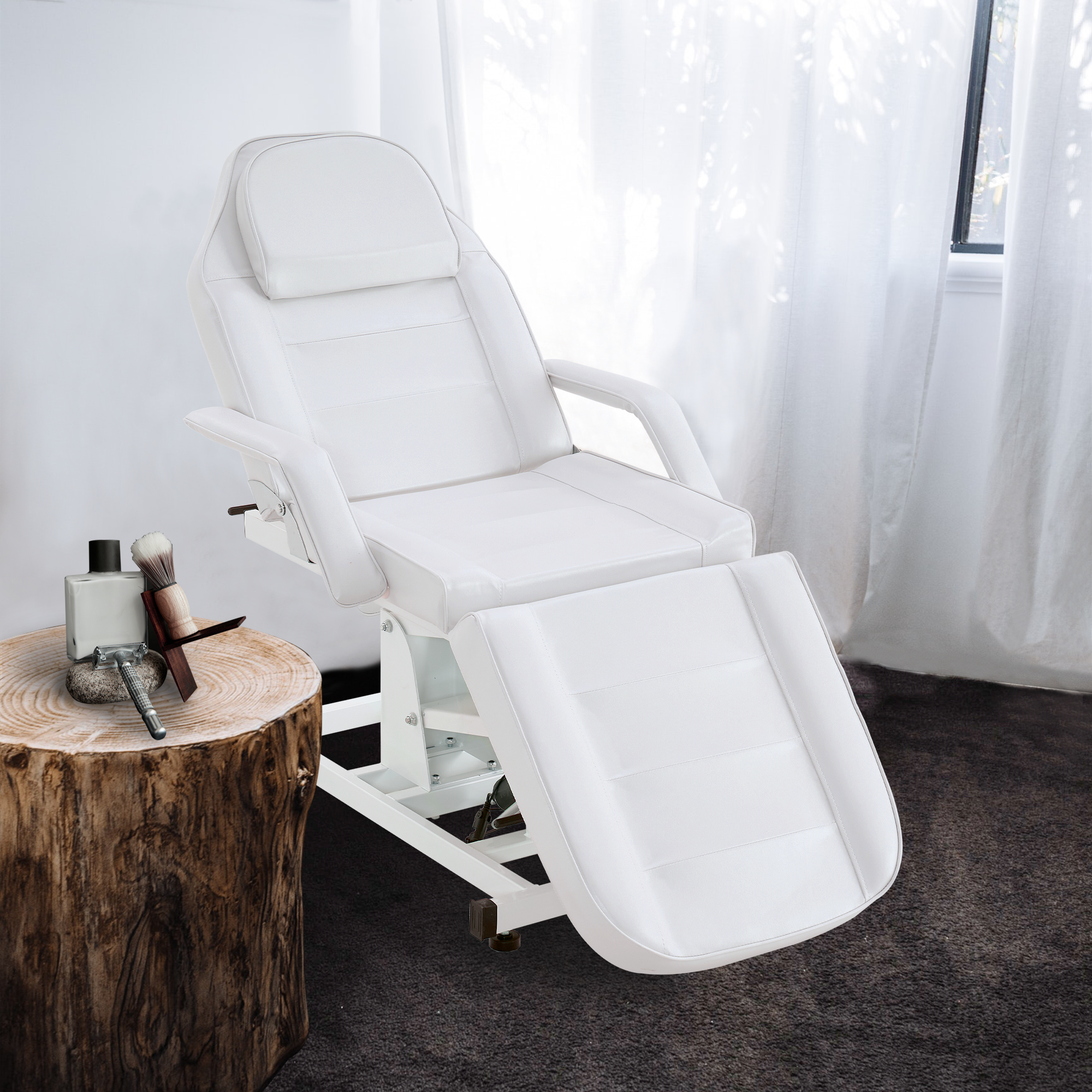 Barberpub Elektrische Tattoo Liege Massageliege, Kosmetikliege Set, Therapieliege Schönheitsausrüstung klappbar & höhenverstellbar, 0100 (Schwarz / Weiß)