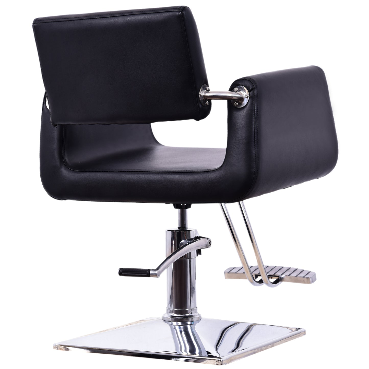 Barberpub hydraulischer Friseurstuhl Friseursessel 1017BK, Bedienungsstuhl Friseureinrichtung Friseur Salon SPA Kunstleder Schwarz, 47 × 60 × 86 cm