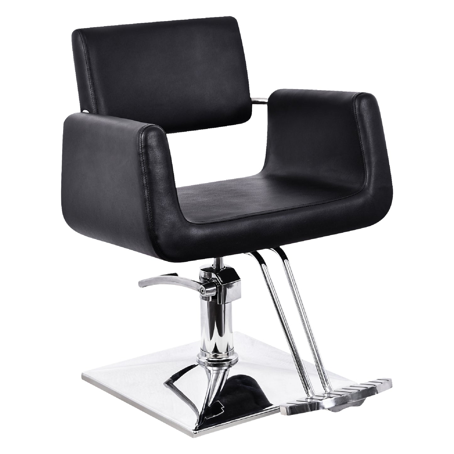 Barberpub hydraulischer Friseurstuhl Friseursessel 1017BK, Bedienungsstuhl Friseureinrichtung Friseur Salon SPA Kunstleder Schwarz, 47 × 60 × 86 cm