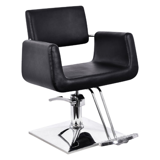 Barberpub hydraulischer Friseurstuhl Friseursessel 1017BK, Bedienungsstuhl Friseureinrichtung Friseur Salon SPA Kunstleder Schwarz, 47 × 60 × 86 cm