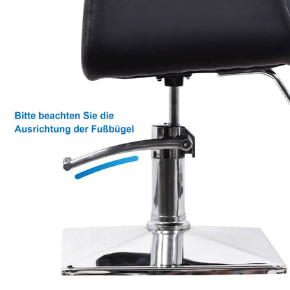 Barberpub hydraulischer Friseurstuhl Friseursessel 1017BK, Bedienungsstuhl Friseureinrichtung Friseur Salon SPA Kunstleder Schwarz, 47 × 60 × 86 cm