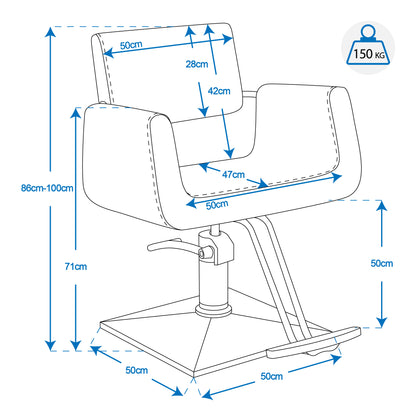 Barberpub hydraulischer Friseurstuhl Friseursessel 1017BK, Bedienungsstuhl Friseureinrichtung Friseur Salon SPA Kunstleder Schwarz, 47 × 60 × 86 cm