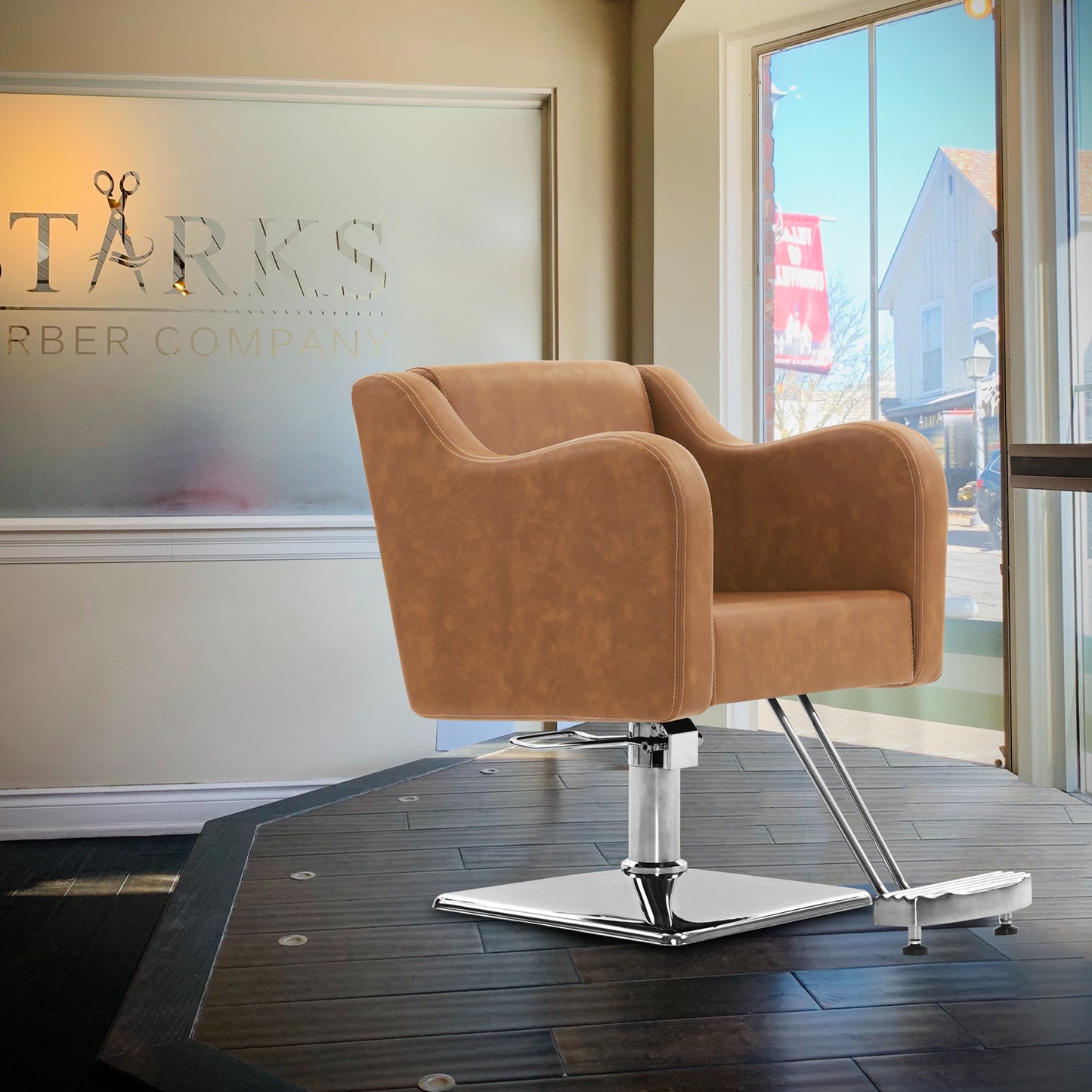 Barberpub Hydraulischer Friseurstuhl, Friseursessel Bedienungsstuhl  Höhenverstellbar, barber chair Drehstuhl Schönheitssalon-stuhl Friseureinrichtung, Kunstleder, 3802