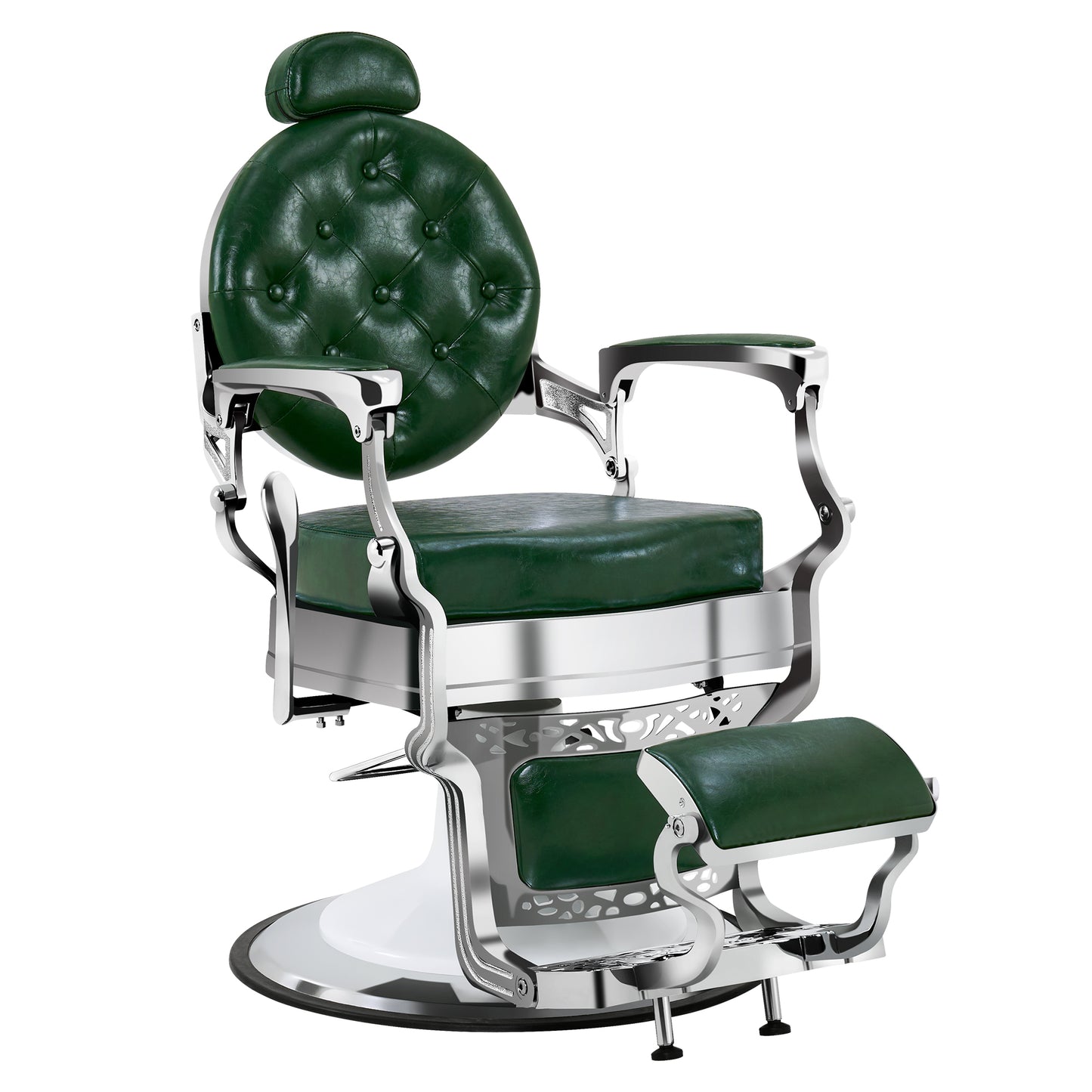 Barberpub Friseurstuhl hydraulische Friseursessel 3866/3860, mit Retro/ Vintage Stil, 360° drehbar, Kunstleder, Silberrahmen, 112 × 68 × 110 cm