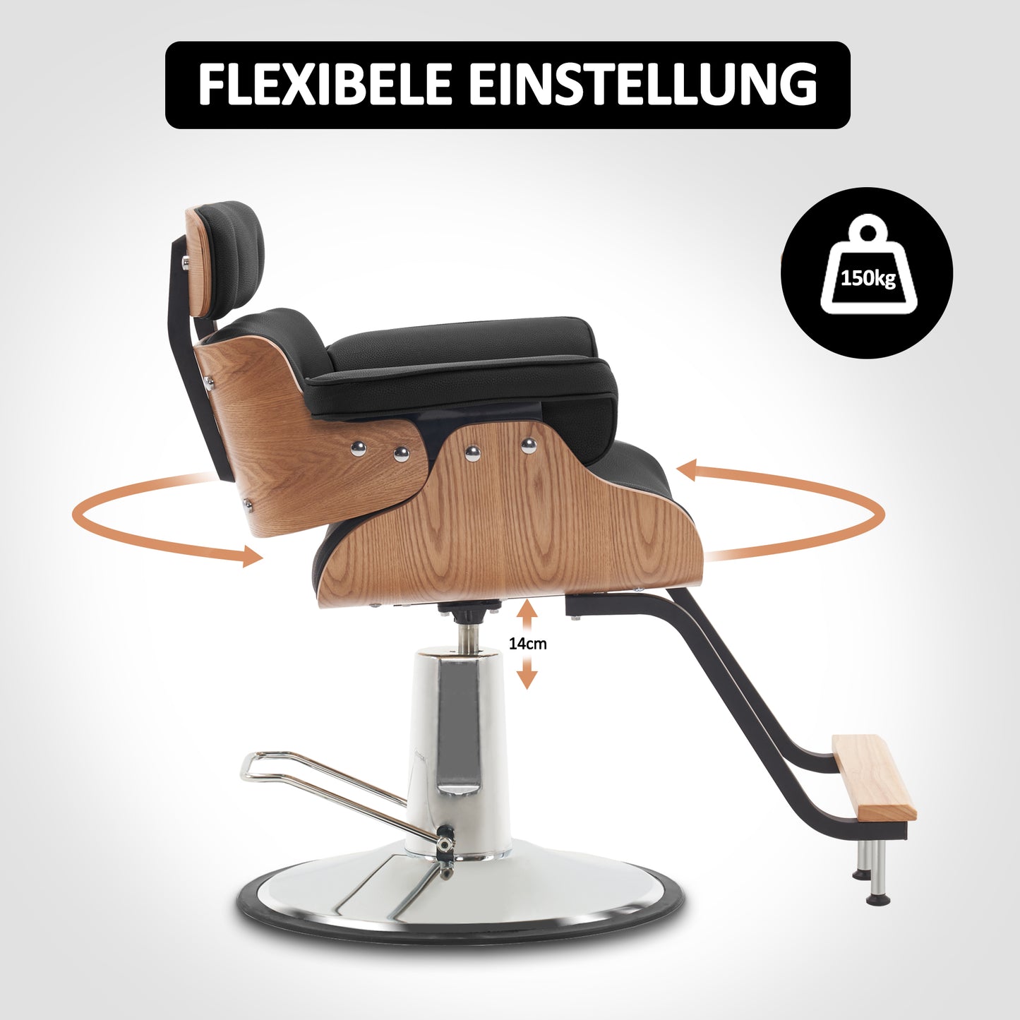Barberpub Friseurstuhl mit Kopfstütze, Friseursessel Höhenverstellbar für Herren Damen, Friseureinrichtung Bedienungsstuhl Zuhause Vintage Retro, Kunstleder, 8261