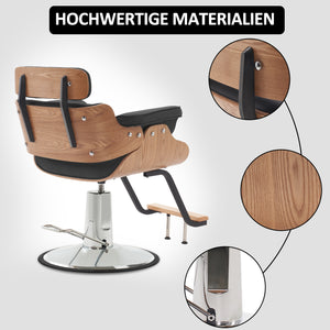 Barberpub Friseurstuhl mit Kopfstütze, Friseursessel Höhenverstellbar für Herren Damen, Friseureinrichtung Bedienungsstuhl Zuhause Vintage Retro, Kunstleder, 8261