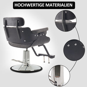 Barberpub Friseurstuhl mit Kopfstütze, Friseursessel Höhenverstellbar für Herren Damen, Friseureinrichtung Bedienungsstuhl Zuhause Vintage Retro, Kunstleder, 8261