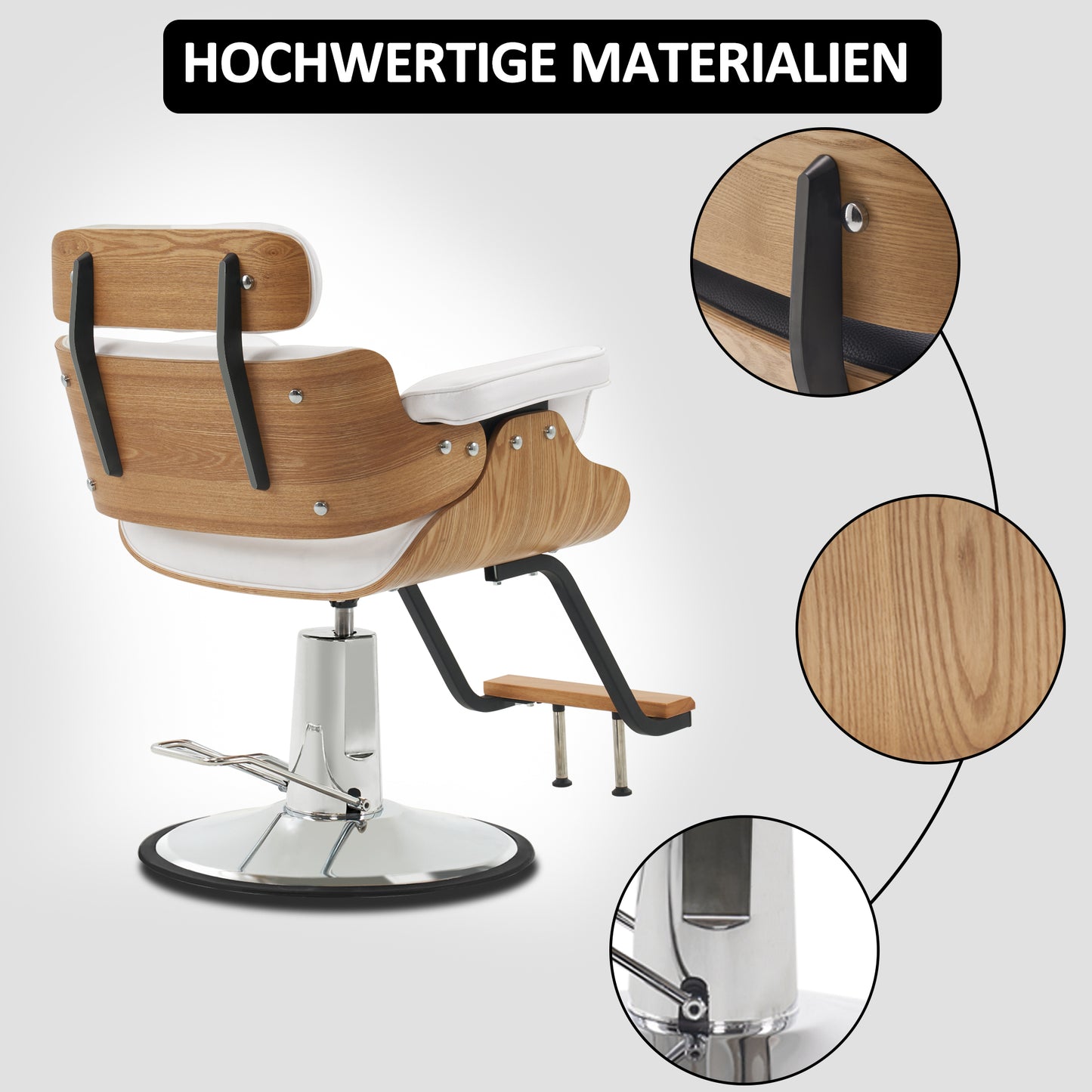 Barberpub Friseurstuhl mit Kopfstütze, Friseursessel Höhenverstellbar für Herren Damen, Friseureinrichtung Bedienungsstuhl Zuhause Vintage Retro, Kunstleder, 8261