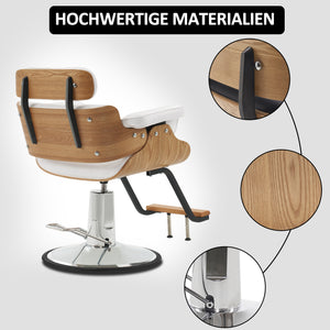 Barberpub Friseurstuhl mit Kopfstütze, Friseursessel Höhenverstellbar für Herren Damen, Friseureinrichtung Bedienungsstuhl Zuhause Vintage Retro, Kunstleder, 8261