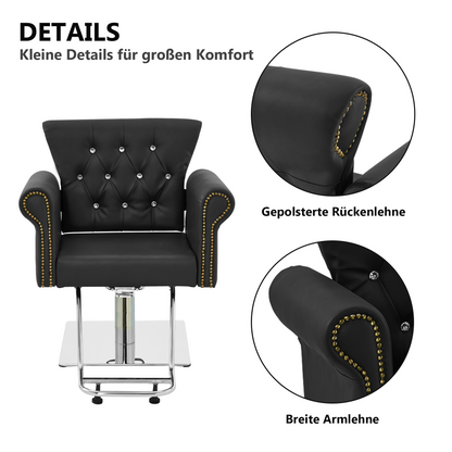 Barberpub Hydraulischer Friseurstuhl, Friseursessel Bedienungsstuhl  Höhenverstellbar, Barber Chair Drehstuhl Schönheitssalon-Stuhl Friseureinrichtung, Kunstleder, 8899 (Schwarz/ Grün)