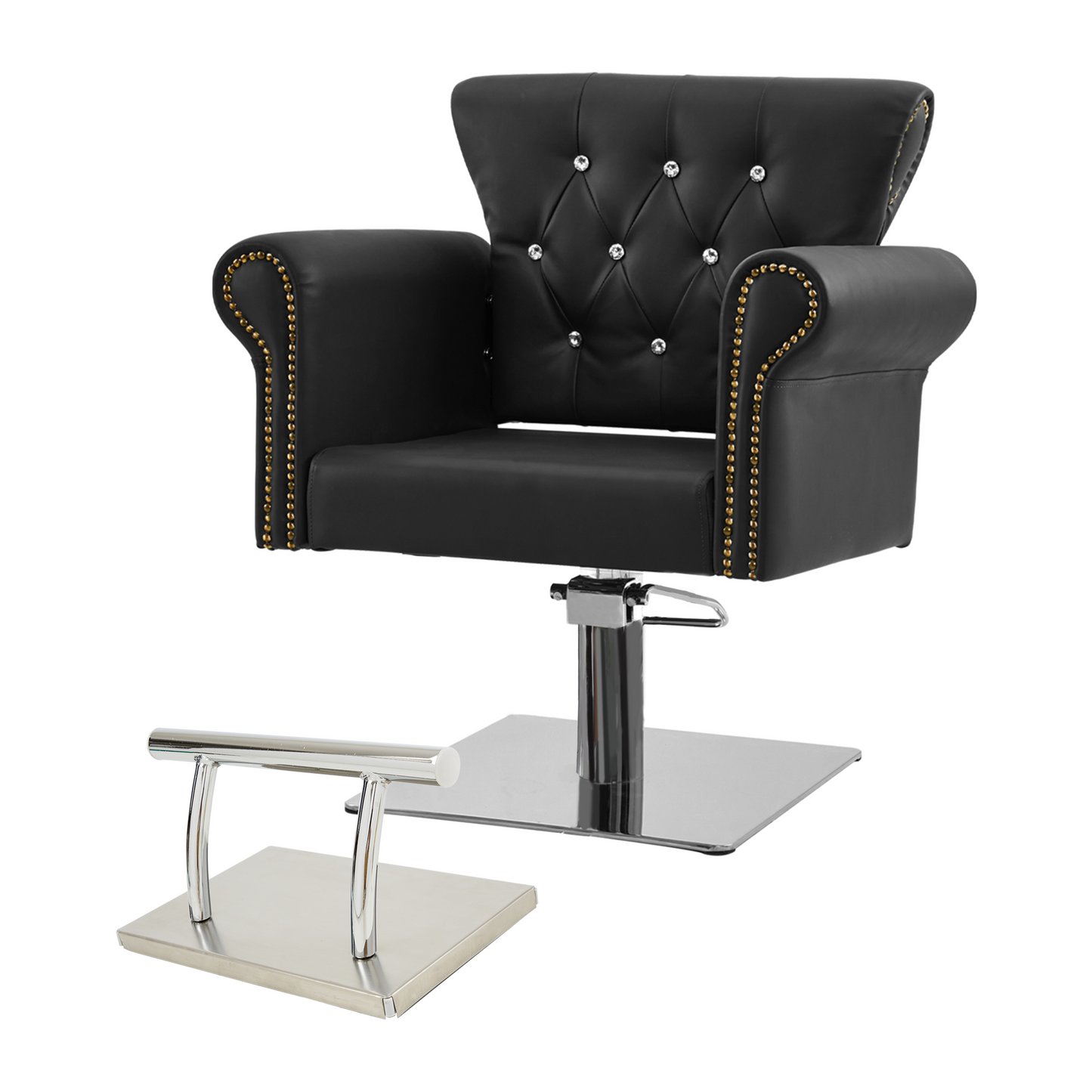 Barberpub Edelstahl Fußstütze Professional Friseurfußstütze, mobile Fuß Pedal Fußauflage, foot rest Fußablage Friseurstuhl Salonausstattung, FT001, (Silber/Gold)