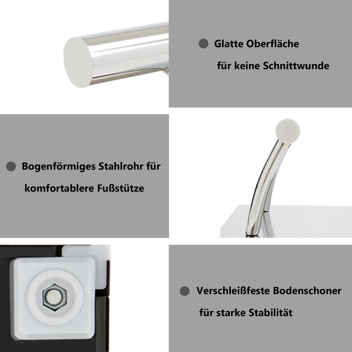 Barberpub Edelstahl Fußstütze Professional Friseurfußstütze, mobile Fuß Pedal Fußauflage, foot rest Fußablage Friseurstuhl Salonausstattung, FT001, (Silber/Gold)