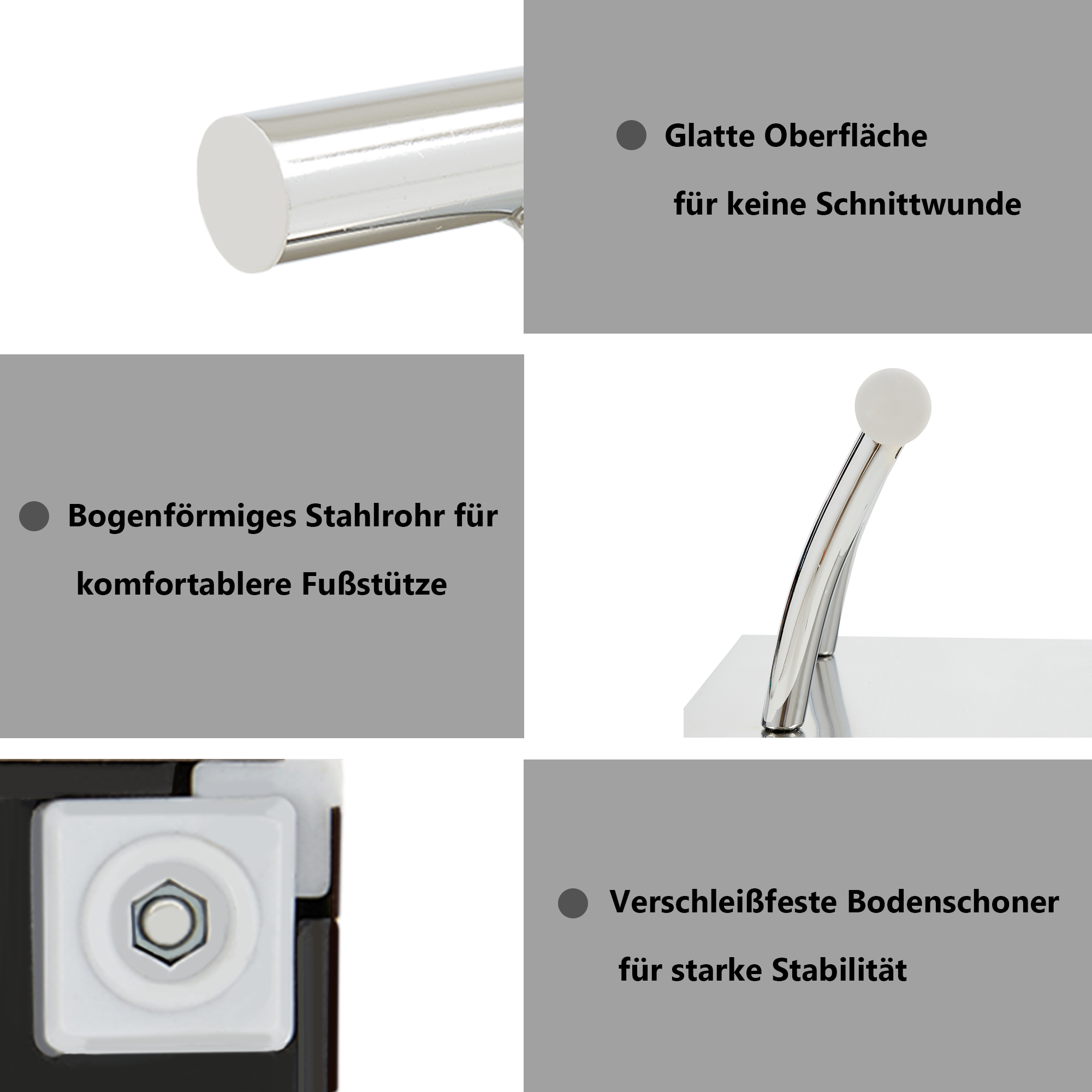 Barberpub Edelstahl Fußstütze Professional Friseurfußstütze, mobile Fuß Pedal Fußauflage, foot rest Fußablage Friseurstuhl Salonausstattung, FT001, (Silber/Gold)