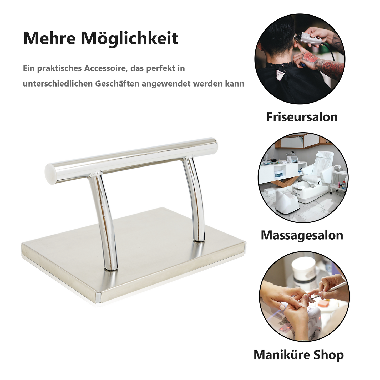 Barberpub Edelstahl Fußstütze Professional Friseurfußstütze, mobile Fuß Pedal Fußauflage, foot rest Fußablage Friseurstuhl Salonausstattung, FT001, (Silber/Gold)