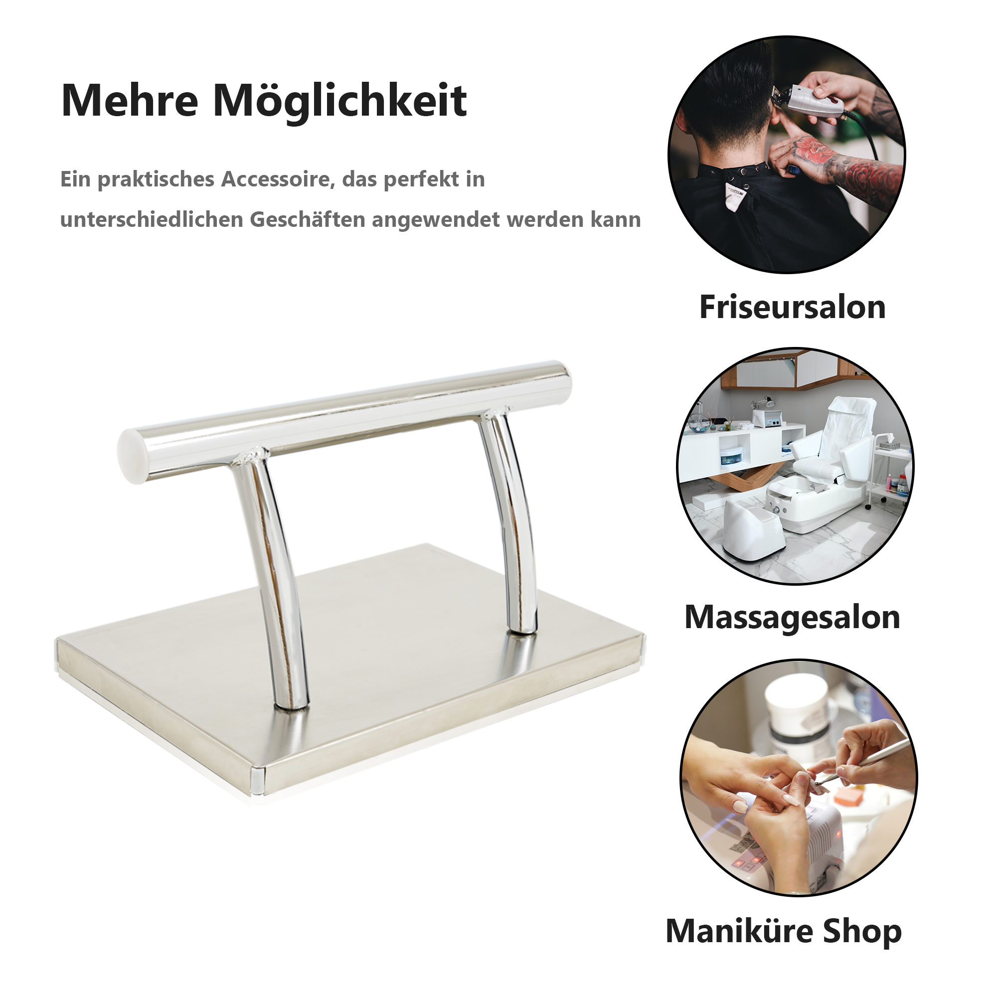 Barberpub Edelstahl Fußstütze Professional Friseurfußstütze, mobile Fuß Pedal Fußauflage, foot rest Fußablage Friseurstuhl Salonausstattung, FT001, (Silber/Gold)