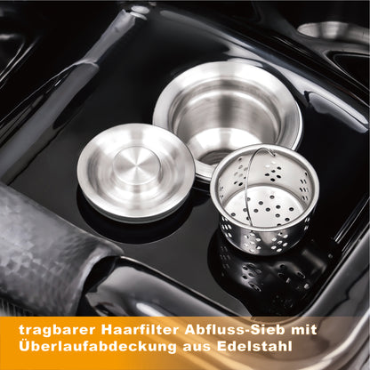 BarberPub Professionelle Rückwärtswaschanlage ohne Stuhl Friseurwaschplatz Waschtisch mit Rückwärtswaschbecken Saloneinrichtung 7134 ( Schwarz)