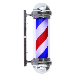 Barberpub Barbierstab klassisch weiß blau rot Barber Pole 75cm Drehen LED Birne