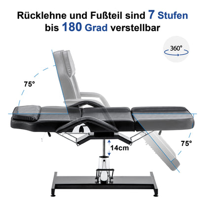 Barberpub Hydraulische Kosmetikliege Therapieliege Massageliege Tattooliege 0006BK/W