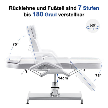 Barberpub Hydraulische Kosmetikliege Therapieliege Massageliege Tattooliege 0006BK/W
