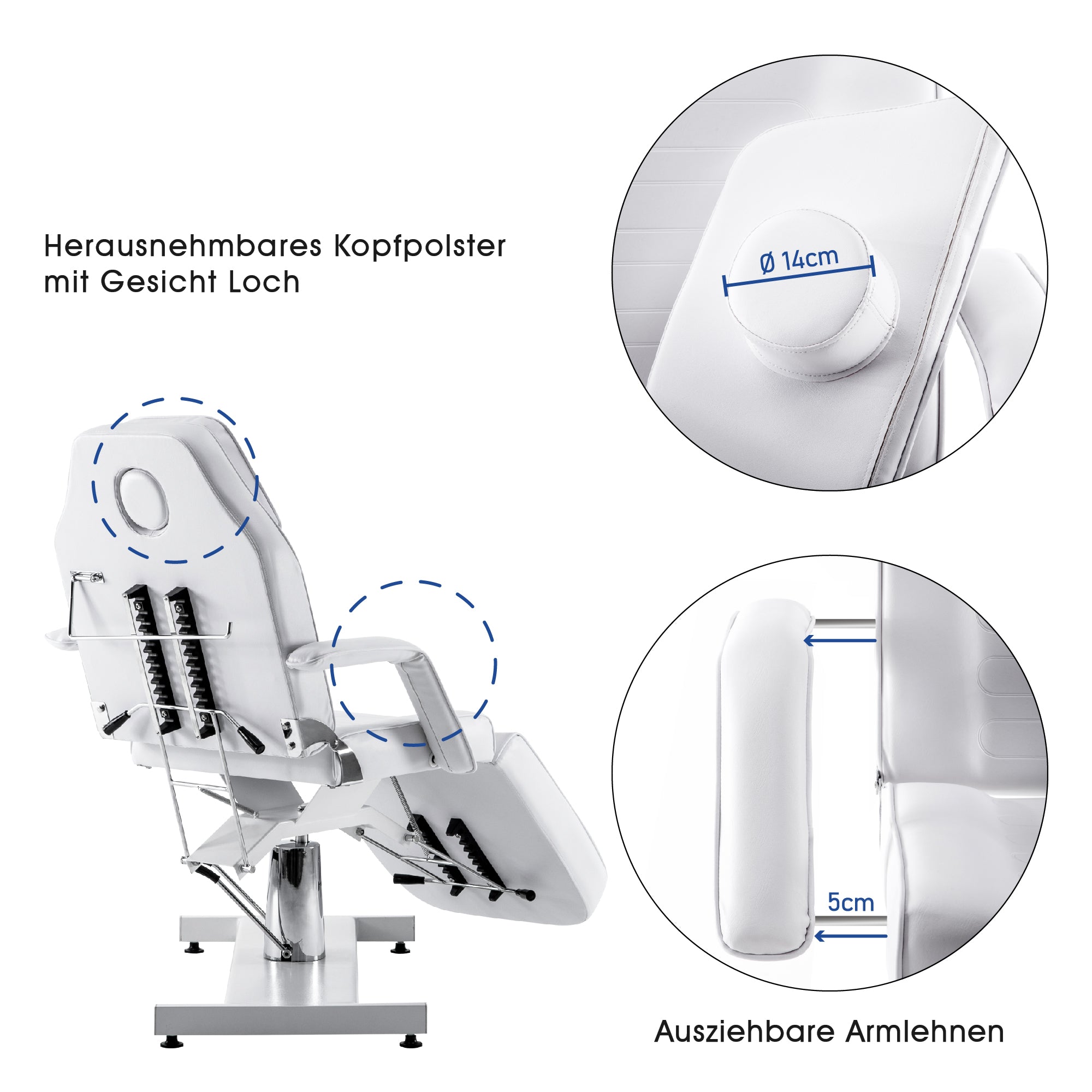 Barberpub Hydraulische Kosmetikliege Therapieliege Massageliege Tattooliege 0006BK/W
