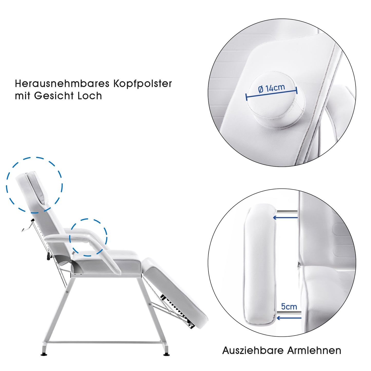 Barberpub Kosmetikliege Therapieliege Massageliege Tattooliege Kosmetikstuhl 0015BK/W