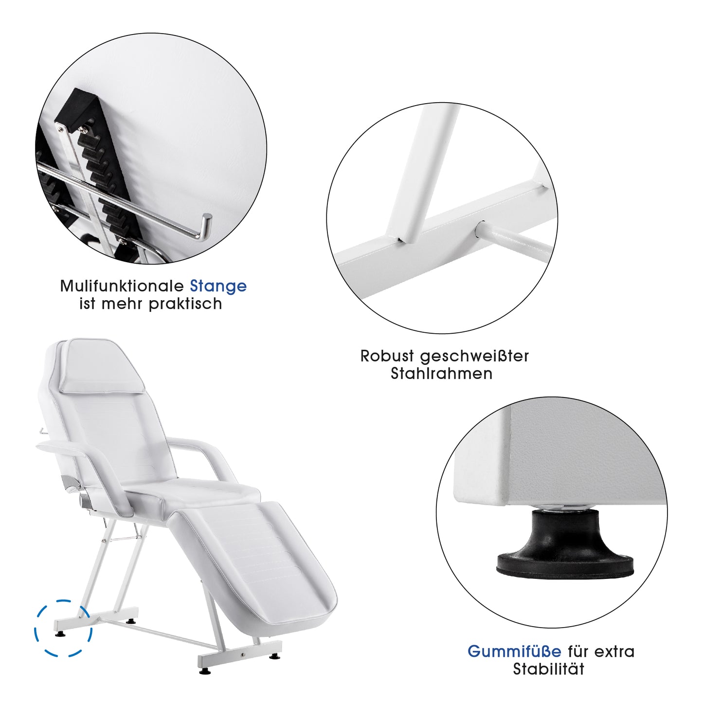 Barberpub Kosmetikliege Therapieliege Massageliege Tattooliege Kosmetikstuhl 0015BK/W